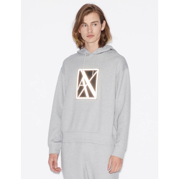 Armani Exchange Sweaters | HOODED SWEATSHIRT Light Grey - Picture 1 of 8